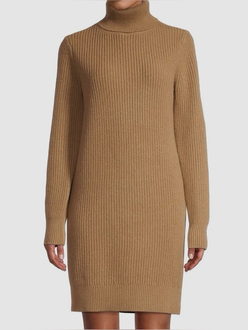 NWT Michael Kors XL Camel Brown Wool Cashmere Turtleneck Sweater Dress